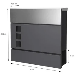 Briefkasten mit Zeitungsfach 37x36,5x10,5 cm Anthrazit/Silber aus Stahl-ECD Germany Sale