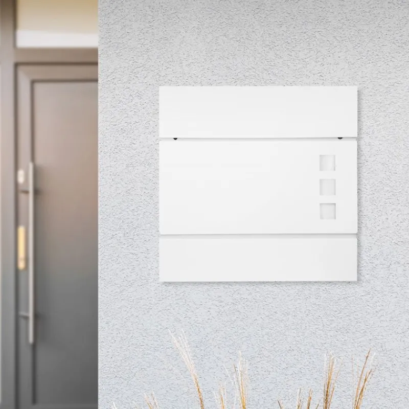 Briefkasten mit Zeitungsfach 37x36,5x10,5 cm Weiß aus Stahl-ECD Germany Discount