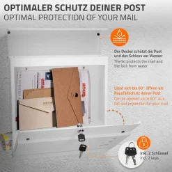 Briefkasten mit Zeitungsfach 37x36,5x10,5 cm Weiß aus Stahl-ECD Germany Discount
