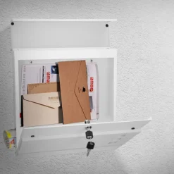 Briefkasten mit Zeitungsfach 37x36,5x10,5 cm Weiß aus Stahl-ECD Germany Discount
