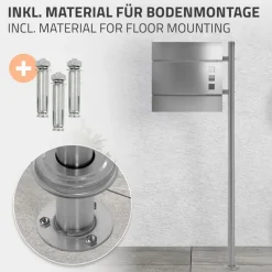 Briefkastenständer 120x40 cm Silber aus Edelstahl ML-Design-ECD Germany