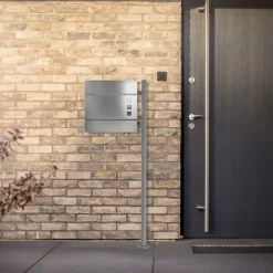 Briefkastenständer 120x40 cm Silber aus Edelstahl ML-Design-ECD Germany