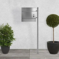 Briefkastenständer 120x40 cm Silber aus Edelstahl ML-Design-ECD Germany