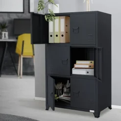 Büroschrank mit drei Ebenen Magnetverschluss 75x40x120 cm Anthrazit aus Stahl ML-Design-ECD Germany Discount