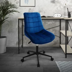 Bürostuhl auf Rollen Blau mit Samtbezug und Metallgestell ML-Design-ECD Germany Sale