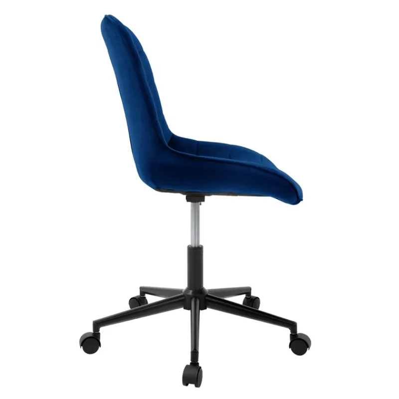Bürostuhl auf Rollen Blau mit Samtbezug und Metallgestell ML-Design-ECD Germany Sale