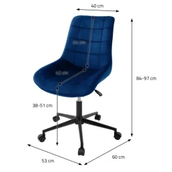 Bürostuhl auf Rollen Blau mit Samtbezug und Metallgestell ML-Design-ECD Germany Sale