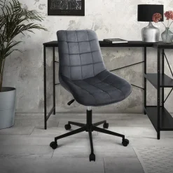 Bürostuhl auf Rollen Grau mit Samtbezug und Metallgestell ML-Design-ECD Germany Best