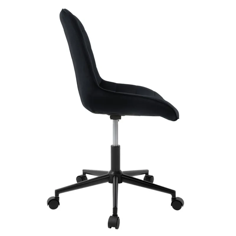 Bürostuhl auf Rollen Schwarz mit Samtbezug und Metallgestell ML-Design-ECD Germany