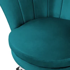 Bürostuhl mit Rollen und Rückenlehne Muscheldesign 68x68 cm Petrol aus Samt Schminktisch Stuhl ML-Design-ECD Germany Online