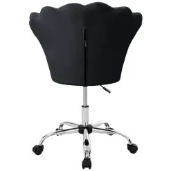 Bürostuhl mit Rollen und Rückenlehne Muscheldesign 68x68 cm Schwarz aus Samt Schminktisch Stuhl ML-Design-ECD Germany Discount