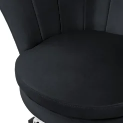 Bürostuhl mit Rollen und Rückenlehne Muscheldesign 68x68 cm Schwarz aus Samt Schminktisch Stuhl ML-Design-ECD Germany Discount