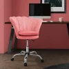 Bürostuhl mit Rollen und Rückenlehne Muscheldesign 68x68 cm Rosa aus Samt Schminktisch Stuhl ML-Design-ECD Germany Sale