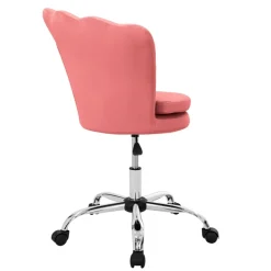 Bürostuhl mit Rollen und Rückenlehne Muscheldesign 68x68 cm Rosa aus Samt Schminktisch Stuhl ML-Design-ECD Germany Sale