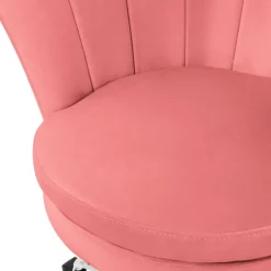 Bürostuhl mit Rollen und Rückenlehne Muscheldesign 68x68 cm Rosa aus Samt Schminktisch Stuhl ML-Design-ECD Germany Sale