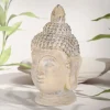 Buddha Kopf Figur 30x30x55 cm beige/grau aus Kunststein-ECD Germany Best