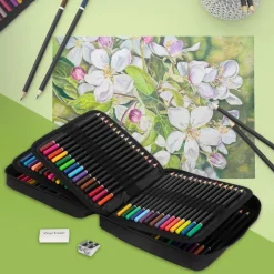 Buntstifte Set 120 Farben in Reißverschlussetui Schwarz aus Kunststoff-ECD Germany Hot