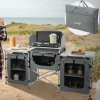 Camping Küche faltbar mit Tragetasche Grau aus Aluminium inkl. Arbeitsplatte Hauki-ECD Germany Discount