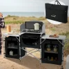 Camping Küche faltbar mit Tragetasche Schwarz aus Aluminium inkl. Arbeitsplatte Hauki-ECD Germany New