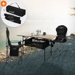 Camping Set 3-teilig mit Klapptisch Beige und 2 Campingstühlen Schwarz HAUKI-ECD Germany Sale