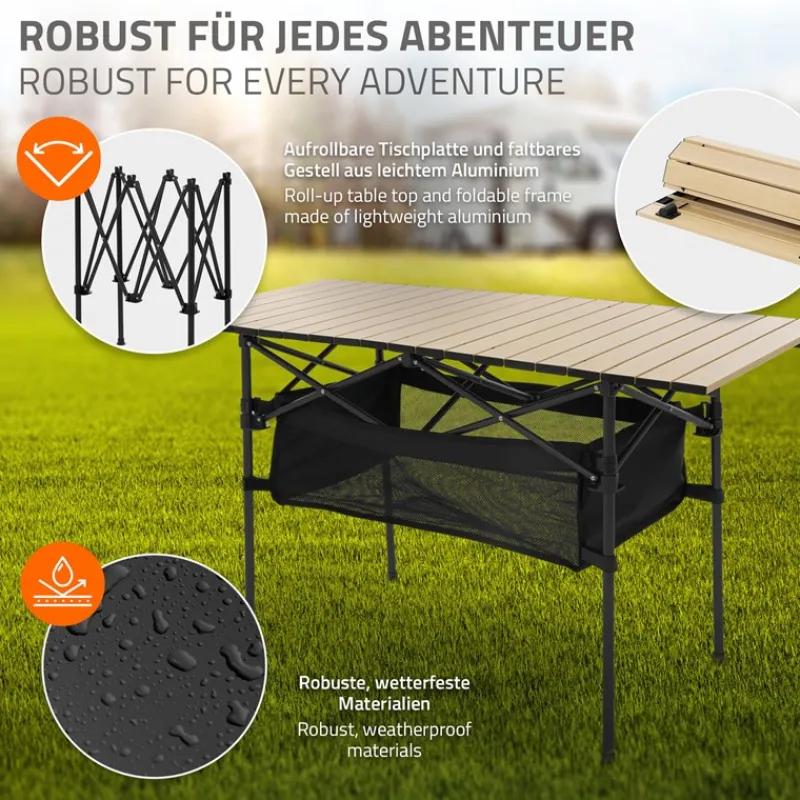 Camping Set 3-teilig mit Klapptisch Beige und 2 Campingstühlen Schwarz HAUKI-ECD Germany Sale