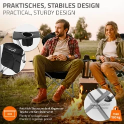 Camping Set 3-teilig mit Klapptisch Beige und 2 Campingstühlen Schwarz HAUKI-ECD Germany Sale