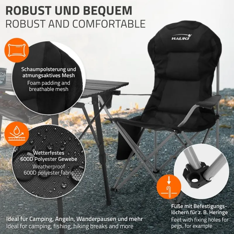 Camping Set 3-teilig mit Klapptisch Beige und 2 Campingstühlen Schwarz HAUKI-ECD Germany Sale