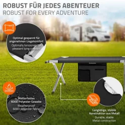 Campingbett Feldbett klappbar 210x83x46 cm Schwarz mit Tragetasche bis 150 kg Hauki-ECD Germany Discount