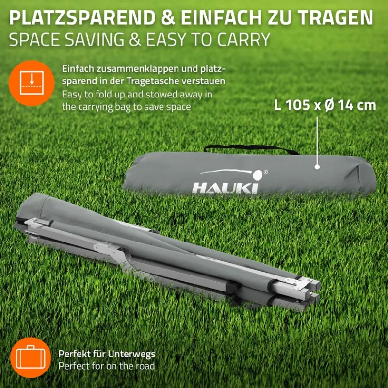 Campingbett Feldbett klappbar 210x83x46 cm Grau mit Tragetasche bis 150 kg HAUKI-ECD Germany Sale