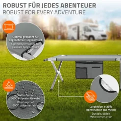 Campingbett Feldbett klappbar 210x83x46 cm Grau mit Tragetasche bis 150 kg HAUKI-ECD Germany Sale