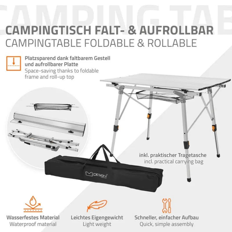 Campingtisch faltbar 90x51,5 cm Silber aus Aluminium ML-Design-ECD Germany Best
