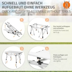 Campingtisch faltbar 90x51,5 cm Silber aus Aluminium ML-Design-ECD Germany Best