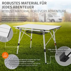 Campingtisch faltbar 90x51,5 cm Silber aus Aluminium ML-Design-ECD Germany Best