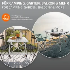 Campingtisch faltbar 90x51,5 cm Silber aus Aluminium ML-Design-ECD Germany Best