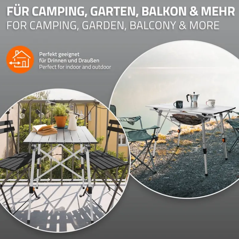 Campingtisch faltbar 90x51,5 cm Silber aus Aluminium ML-Design-ECD Germany Best