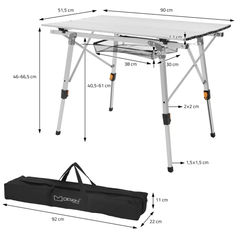 Campingtisch faltbar 90x51,5 cm Silber aus Aluminium ML-Design-ECD Germany Best