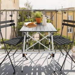 Campingtisch faltbar 90x51,5 cm Silber aus Aluminium ML-Design-ECD Germany Best