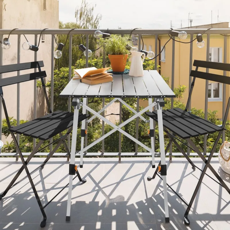 Campingtisch faltbar 90x51,5 cm Silber aus Aluminium ML-Design-ECD Germany Best