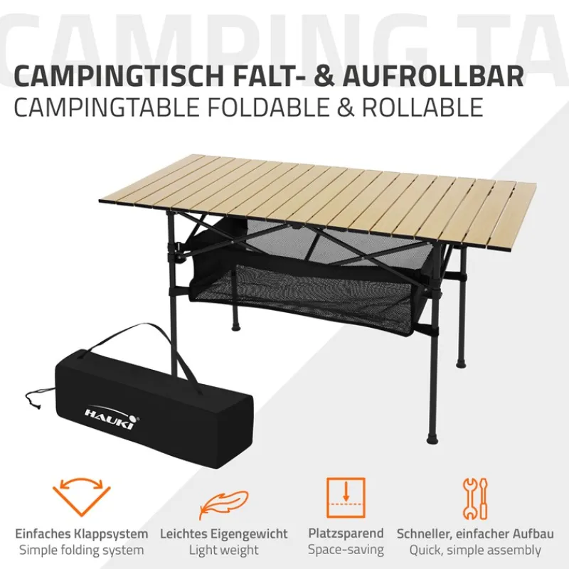 Campingtisch klappbar 118x55x64,5 cm Beige aus Aluminium Hauki-ECD Germany Best