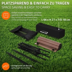 Campingtisch klappbar 118x55x64,5 cm Braun aus Aluminium Hauki-ECD Germany Outlet