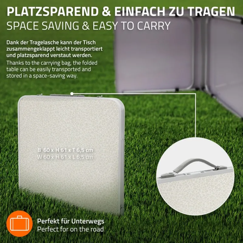 Campingtisch mit Tragegriff 120 cm Weiß/Creme aus Aluminium und MDF-ECD Germany