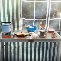 Campingtisch mit Tragegriff 120 cm Weiß/Creme aus Aluminium und MDF-ECD Germany