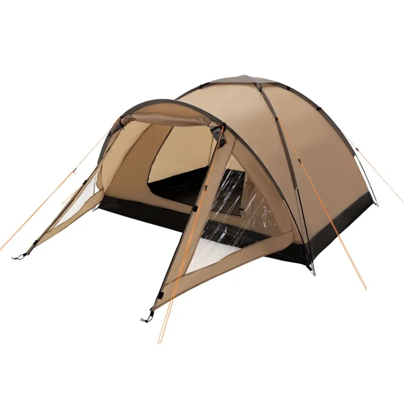 Campingzelt für 2-3 Personen 210x180x120 cm Beige-Grau Kuppelzelt Iglu-Zelt mit verschließbarem Vorraum-ECD Germany Outlet