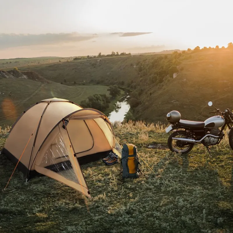 Campingzelt für 2-3 Personen 210x180x120 cm Beige-Grau Kuppelzelt Iglu-Zelt mit verschließbarem Vorraum-ECD Germany Outlet