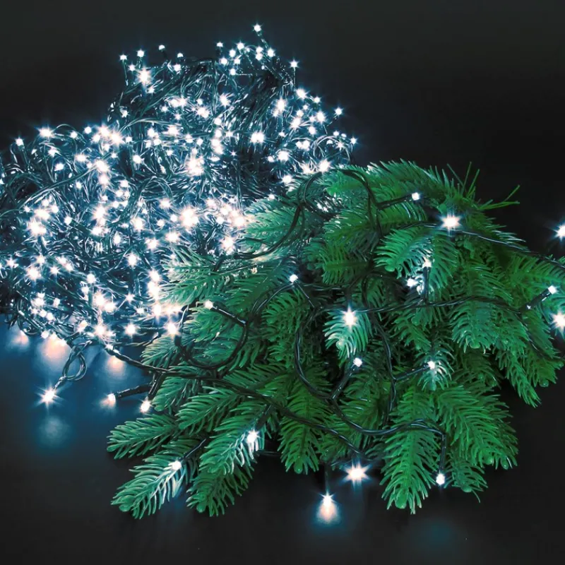 Cluster Lichterkette LED 36m, 480 LEDs Kaltweiß, 8 Leuchtmodi IP44 Innen/Außen-ECD Germany Online