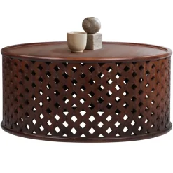 Couchtisch Ø 100x45 cm Braun aus Mangoholz WOMO-Design-ECD Germany Best