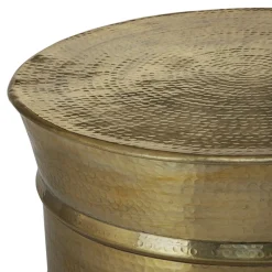 Couchtisch Ø 62x33 cm Gold aus Aluminium-Legierung in Hammerschlag-Technik WOMO-Design-ECD Germany New