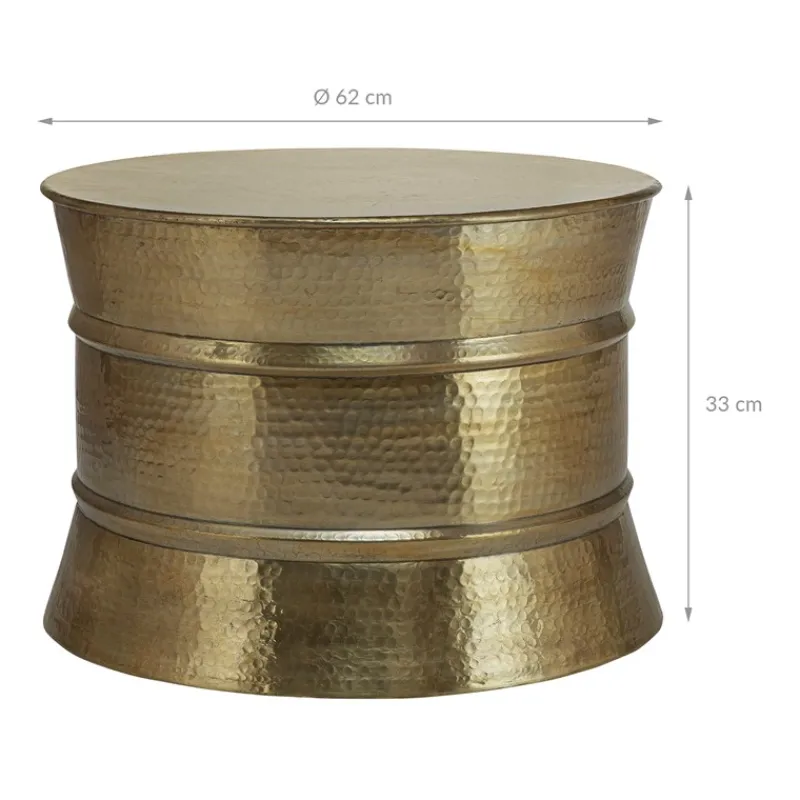 Couchtisch Ø 62x33 cm Gold aus Aluminium-Legierung in Hammerschlag-Technik WOMO-Design-ECD Germany New