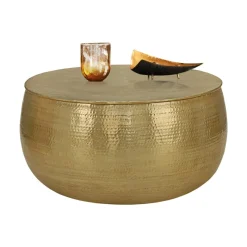 Couchtisch Ø 90x45 cm Gold aus Aluminium in Hammerschlag Optik WOMO-Design-ECD Germany Discount