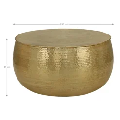 Couchtisch Ø 90x45 cm Gold aus Aluminium in Hammerschlag Optik WOMO-Design-ECD Germany Discount